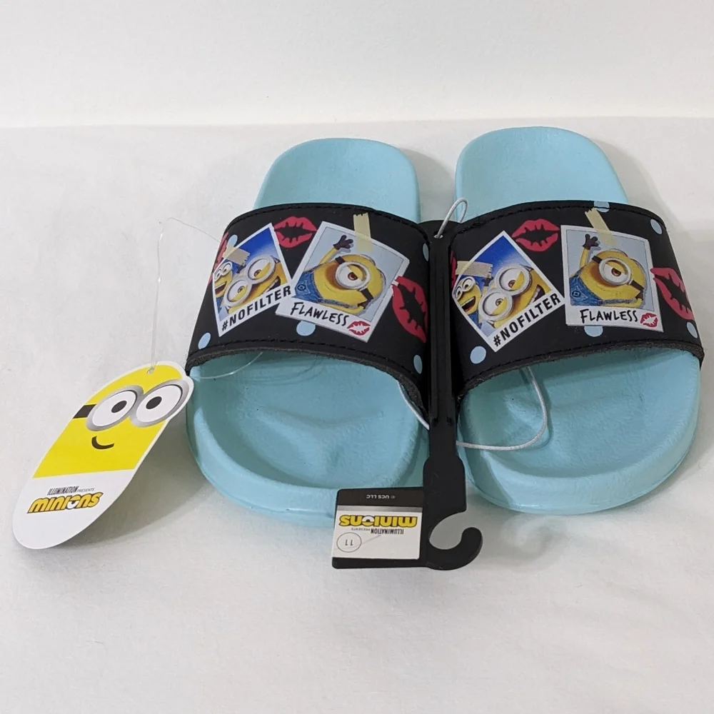 The Minions Girls Slides, Size 11, Girls Sandals, New With Tag